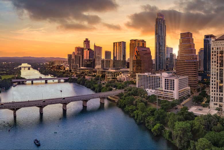 O entardecer em Austin