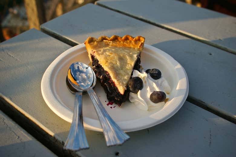 Top of the visit with a sweet treat, blueberry pie