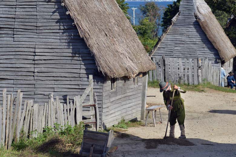 Colono trabajando en la colonia Plimoth