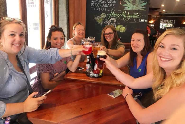 Enjoying local beer in Boston