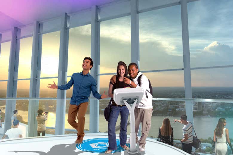 Three friends enjoying the view