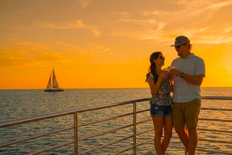 Enjoy the catamaran at sunset