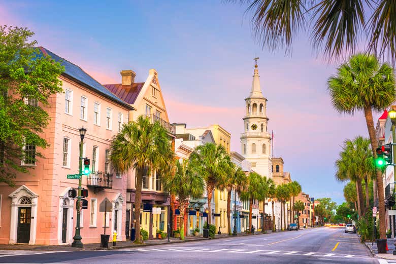 Les bâtiments colorés de Charleston