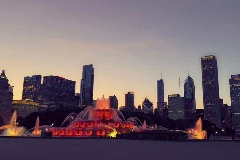 El skyline de Chicago al atardecer