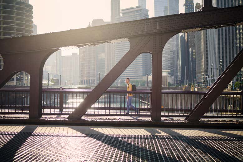 Cross the bridges spanning the Chicago River