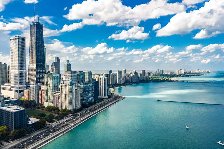 Skyline de Chicago junto ao lago Michigan