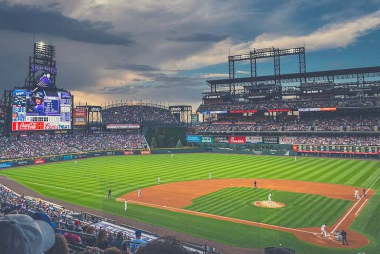 Durante el partido de béisbol