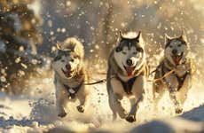 Paseo en trineo de perros husky