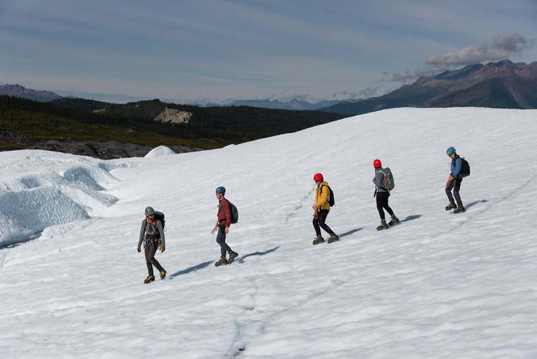 Durante a trilha pelo glaciar Matanuska
