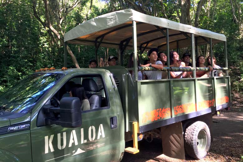 Paseando en camión safari por el Jurassic rainforest