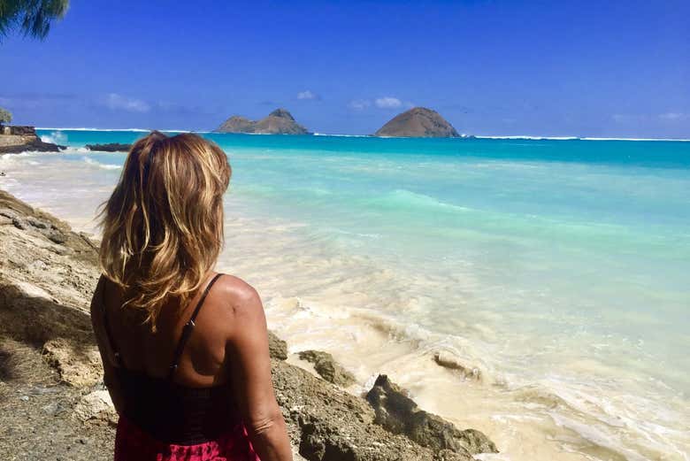 Desfrutando da costa norte de Oahu