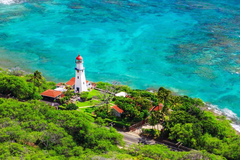 Vista del faro desde Diamond Head