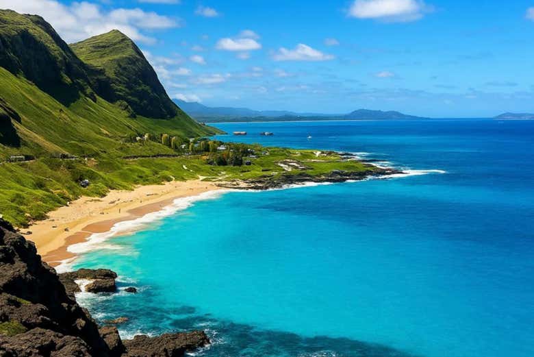 Disfrutando de las vistas del océano desde el mirador de Makapuu