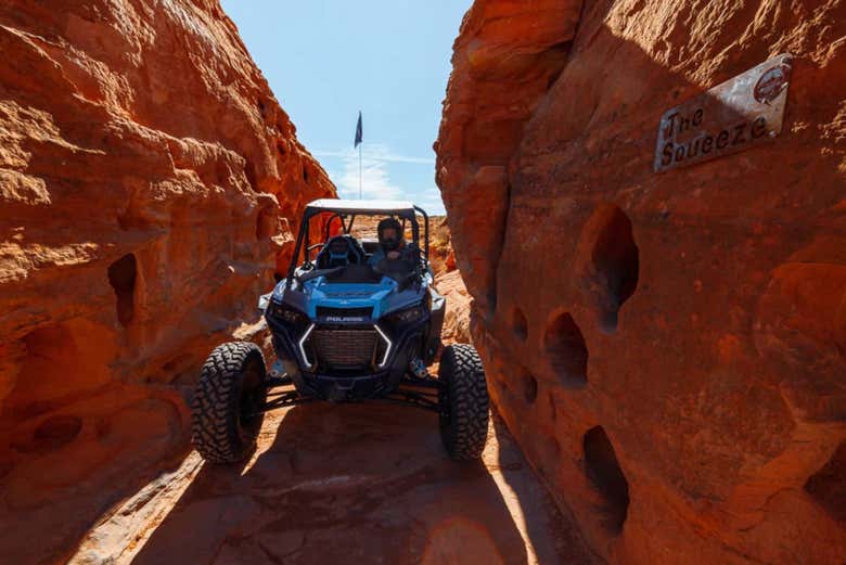 Driving the buggy along West Rim