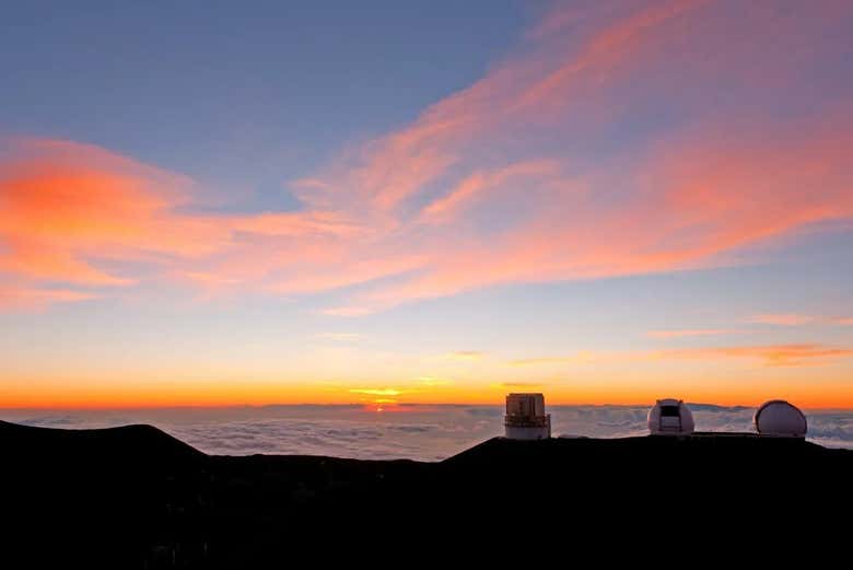 Coucher de soleil sur le volcan Mauna Kea