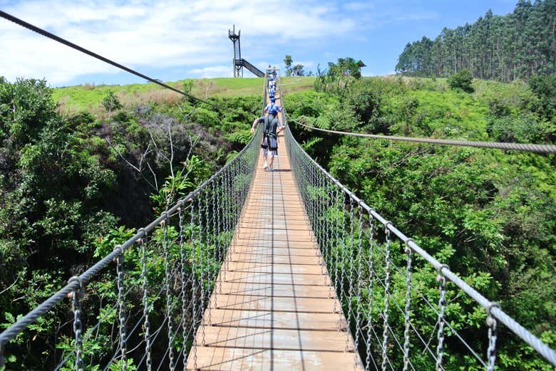 Traversée d'un pont suspendu