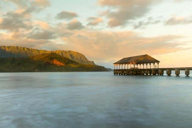 Balade sur la jetée de Hanalei