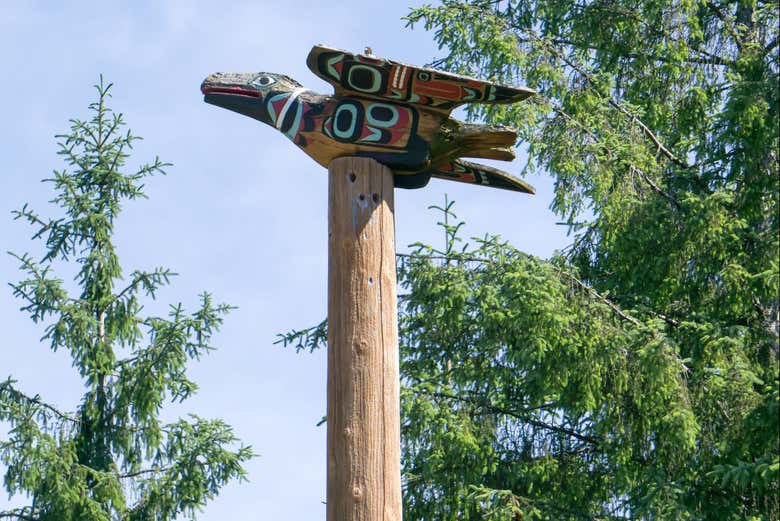 Uno de los tótems del Saxman Totem Park