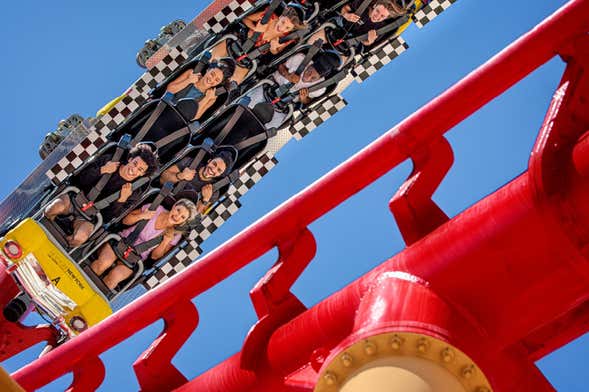 Entrada a Big Apple Coaster, la montaña rusa del hotel New York-New York