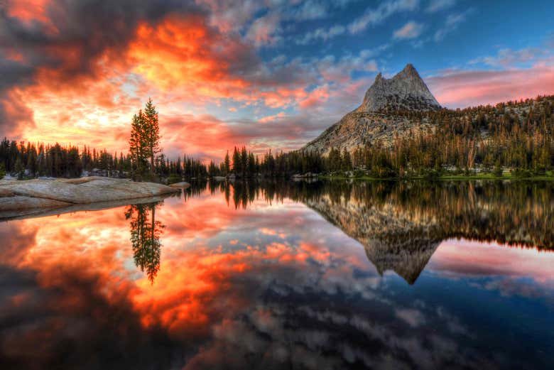 Coucher de soleil dans le parc national de Yosemite