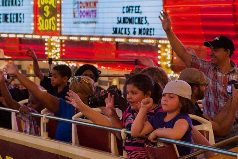 Touring Las Vegas in a convertible bus