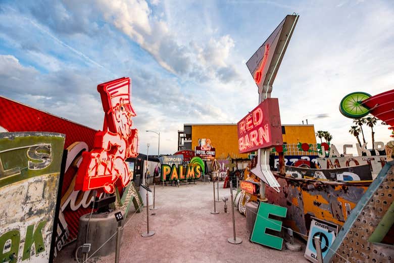 Neon figures lining the museum