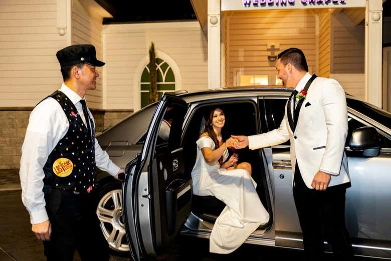 Arriving at Bliss Wedding Chapel