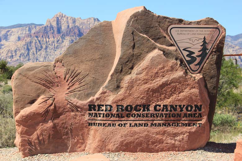 Panneau du Red Rock Canyon sur un rocher