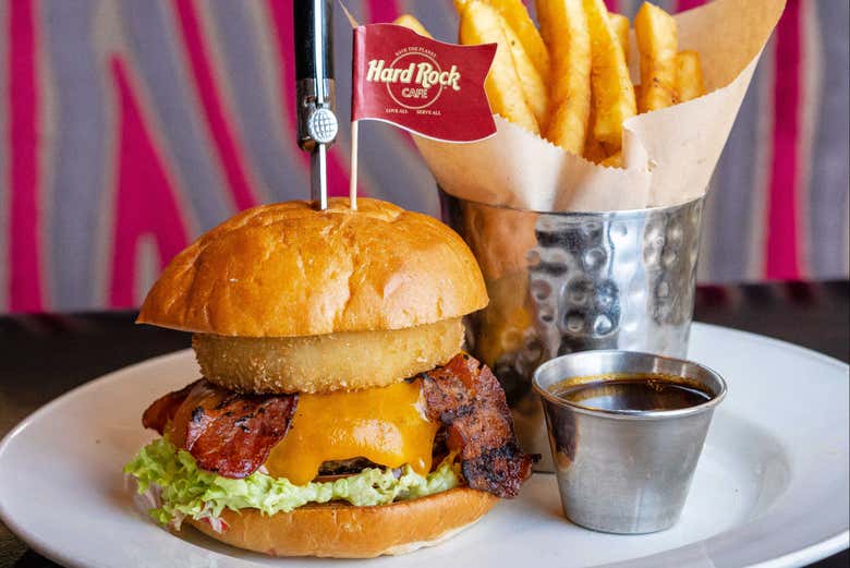 La clásica hamburguesa del Hard Rock