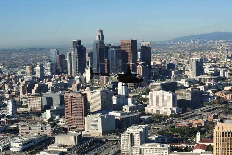 Panoramic view of Los Angeles from the helicopter