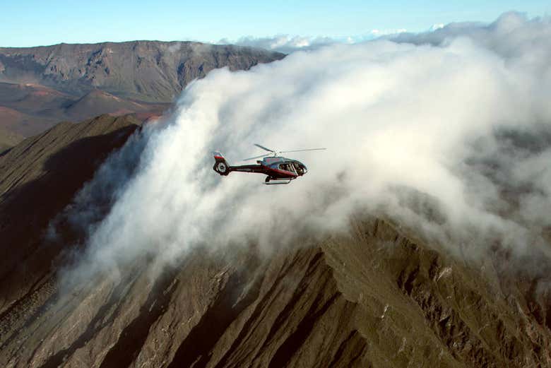 Flying over Maui's incredible volcanic scenery