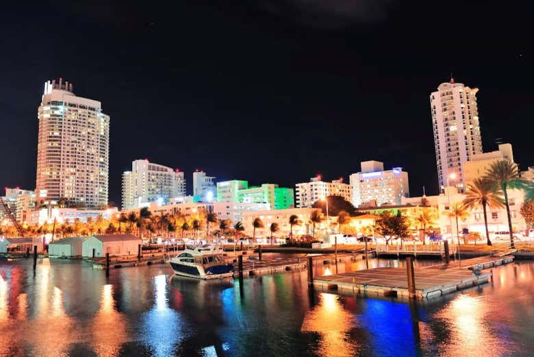 See the port lit up at night