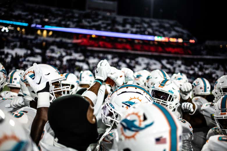 Los Miami Dolphins en pleno partido