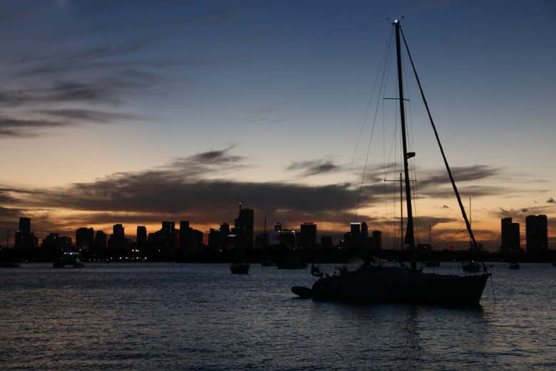 Admire the iconic coastline at dusk