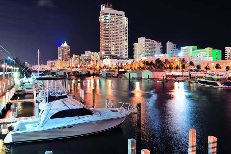 Admiring Miami's night skyline