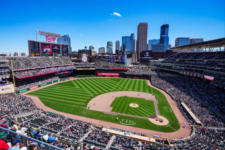 Vista aérea de un partido de los Minnesota Twins