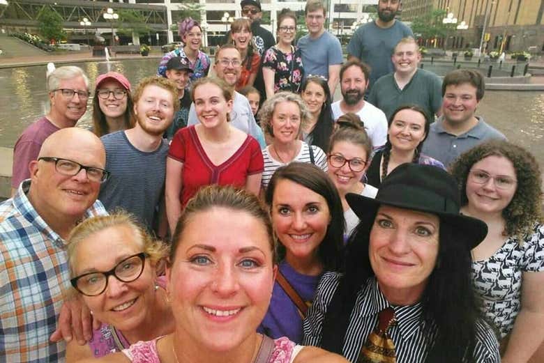 Foto tipo selfie durante el tour de los fantasmas