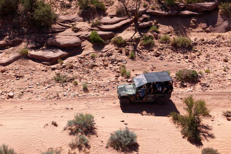 Durante el traslado en 4x4 a la zona del salto