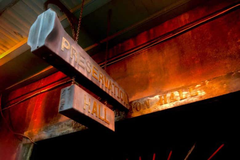 Panneau à l'entrée du Preservation Hall