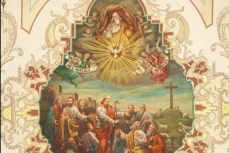 Pintura al fresco en el techo de la catedral