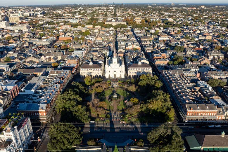 Vista aerea di Jackson Square a New Orleans