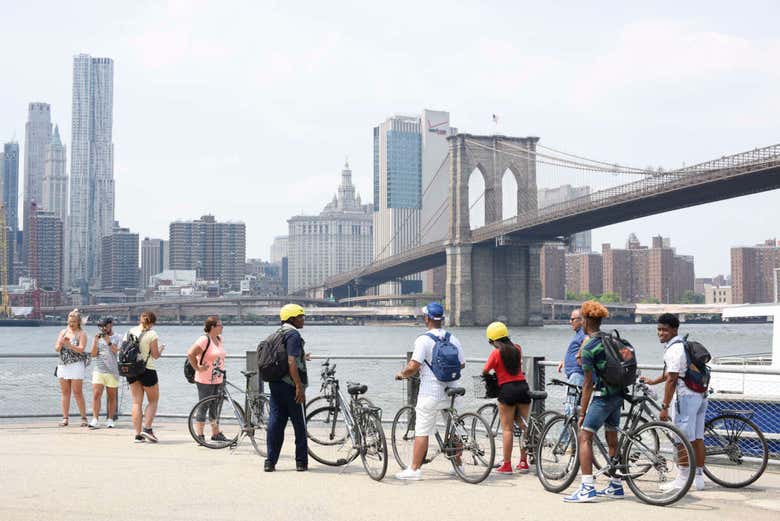 Admire the impressive Brooklyn Bridge