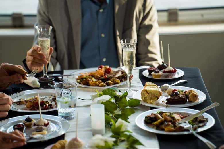 Indulge in a delicious dinner on board