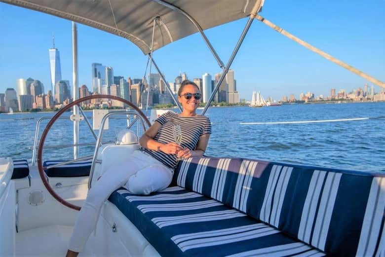 Enjoying the crossing on the sailboat