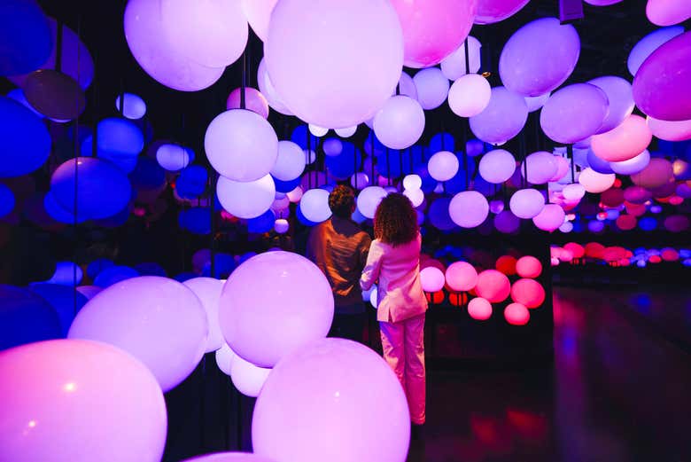 Wander through an immersive installation of light orbs