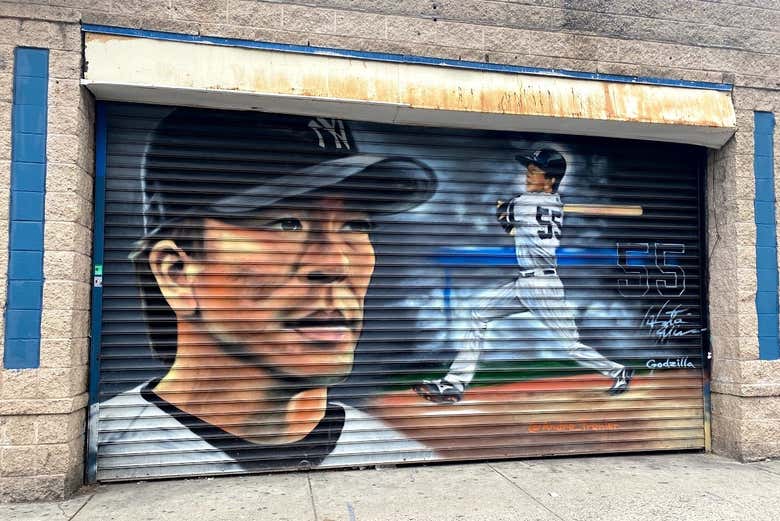 Grafite em homenagem a um jogador dos Yankees