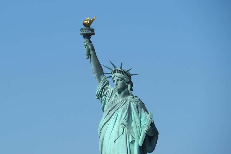Gros plan sur la statue de Liberté