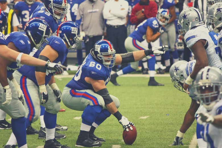 Los New York Giants en una jugada
