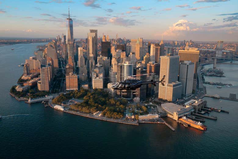 Skyline de New York depuis l'hélicoptère