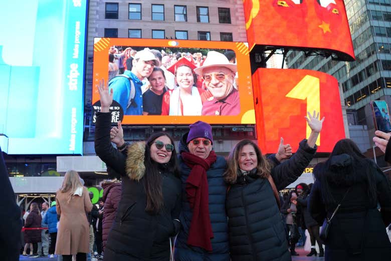 Foto em família na Times Square